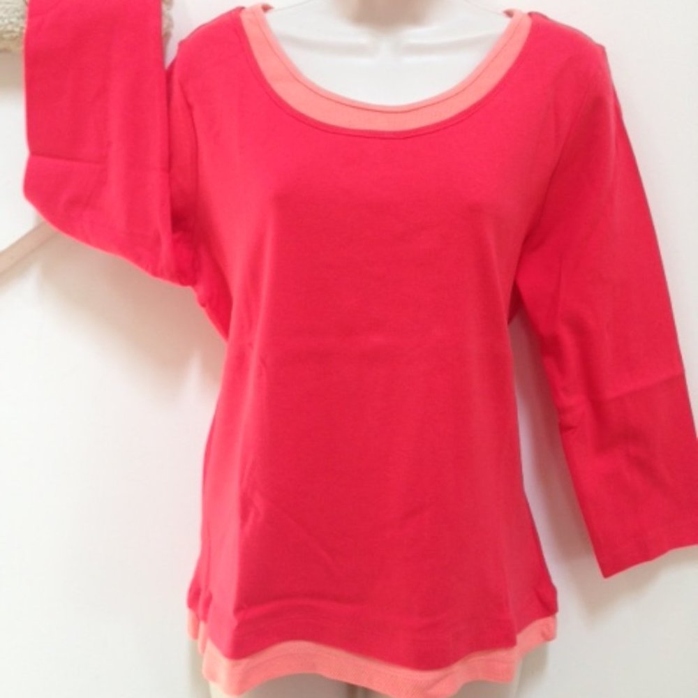 CAROLYN TAYLOR Double Layer Top, Size M, 100% COTTON